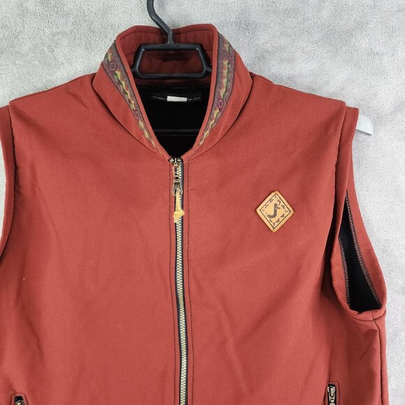 Mens Vintage J2 Red Vest Jacket Full Zip Sleeveless Polyester Mock Neck Size L - Picture 4 of 13